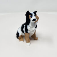 3D printed low polygon design of an Australian Shepherd.